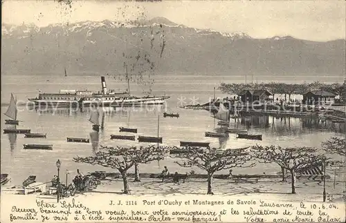 Ouchy Port et Montagnes de Savoie Genfersee Kat. Lausanne