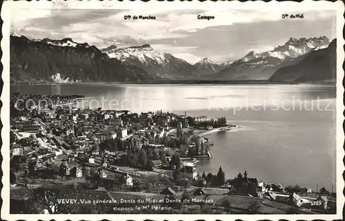 Vevey VD mit See und Alpen Kat. Vevey