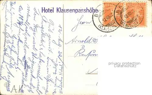 Klausenpass Hotel Klausenpasshoehe Autos Kat. Klausen