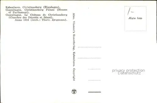Copenhagen Kobenhavn Chirstiansborg Palace Houses of Parliament Kat. Copenhagen 