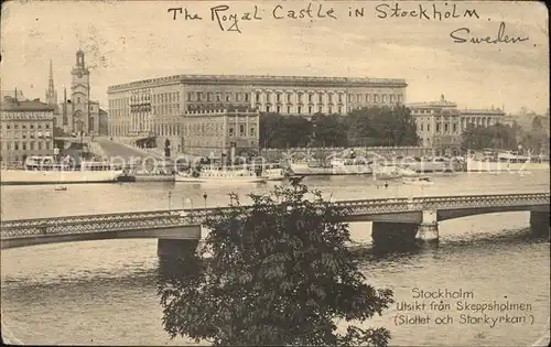 Stockholm Utsikt fran Skeppsholmen Bruecke Schloss Kat. Stockholm