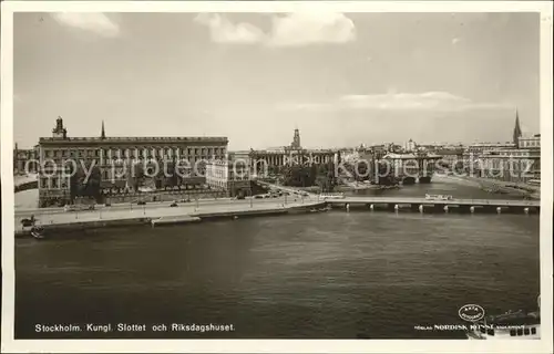 Stockholm Kungl Slottet och Riksdagshuset Schloss Reichstagsgebaeude Kat. Stockholm