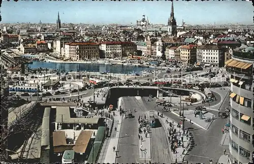 Stockholm Slossen och Gamla stan n fran Mosebacke terrasser Kat. Stockholm