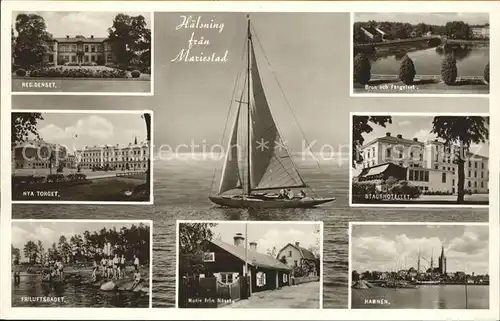 Mariestad und Umgebung Strand Segelboot Kat. Mariestad