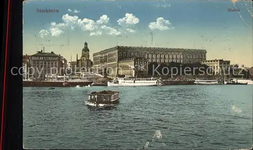 Stockholm Slottet Schloss Faehrboot Dampfer Kat. Stockholm