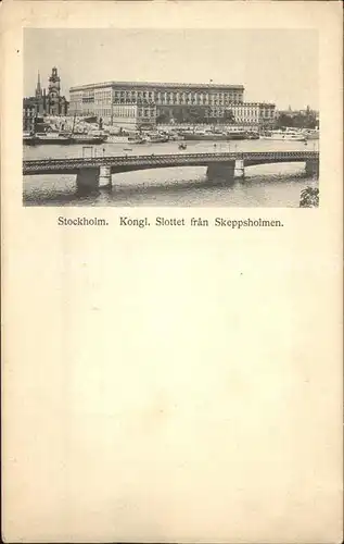 Stockholm Kongl Slotted ran Skeppsholmen Schloss Bruecke Kat. Stockholm