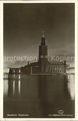 Stockholm Stadshuset bei Nacht Kat. Stockholm