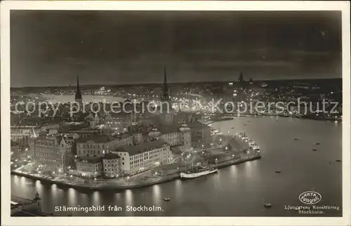 Stockholm Staemningsbild Panorama bei Nacht Kat. Stockholm