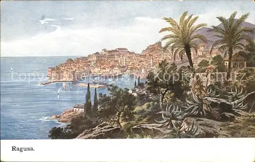 Ragusa Hafen Kuenstlerkarte Kat. Dubrovnik