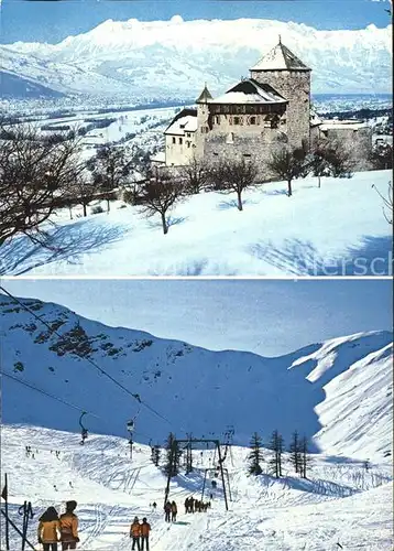 Vaduz Schloss Rheintal Kreuzberge Vaduzertaele Malbun Wintersportplatz Skilift Kat. Vaduz