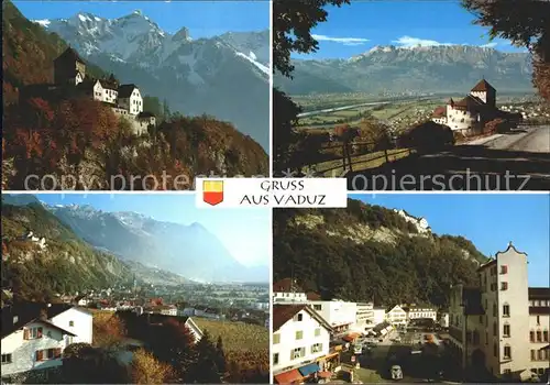 Vaduz Schloss Ortspartie Rheintal Alpenpanorama Kat. Vaduz