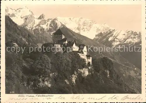 Vaduz Schloss mit Alpen Kat. Vaduz