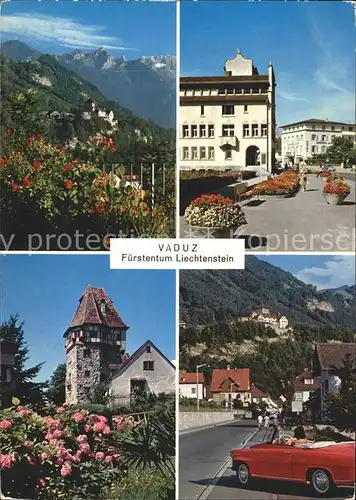 Vaduz Schloss mit Alpen Ortspartie Turm Kat. Vaduz