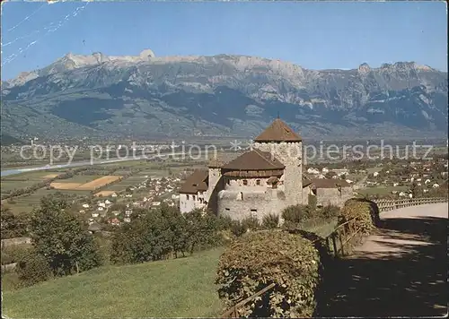 Vaduz Schloss Blick ins Rheintal Alpenpanorama Kat. Vaduz