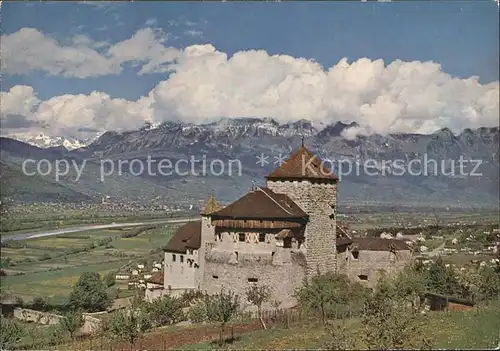 Vaduz Schloss Blick ins Rheintal Alpenpanorama Kat. Vaduz