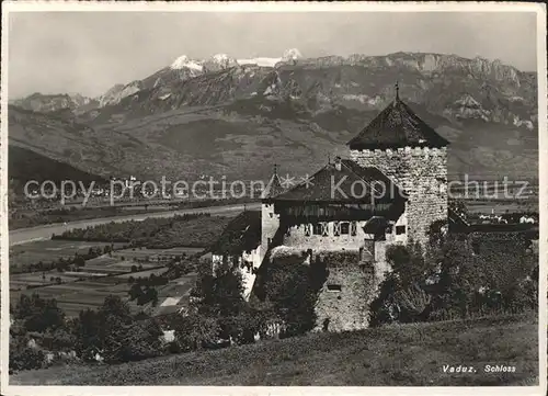 Vaduz Schloss Rheintal Alpenpanorama Kat. Vaduz