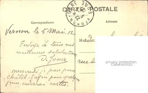 Vernon Eure Vue generale Pont Stempel auf AK Kat. Vernon