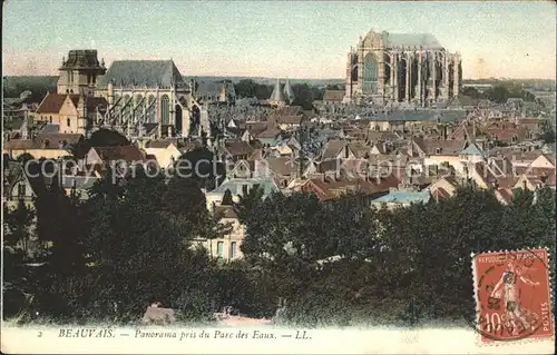 Beauvais Panorama pris du Parc des Eaux Stempel auf AK Kat. Beauvais