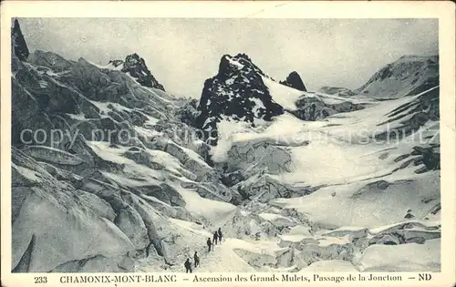 Chamonix Ascension des Grands Mulets Passage de la Jonction Gletscher Bergsteiger Kat. Chamonix Mont Blanc