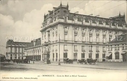 Bordeaux Gare du Midi et Hotel Terminus Pferdekutsche Kat. Bordeaux