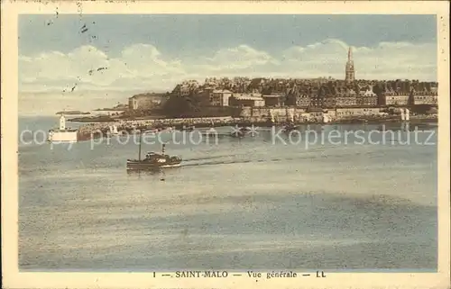 Saint Malo Ille et Vilaine Bretagne Vue generale Port Phare Vapeur Kat. Saint Malo