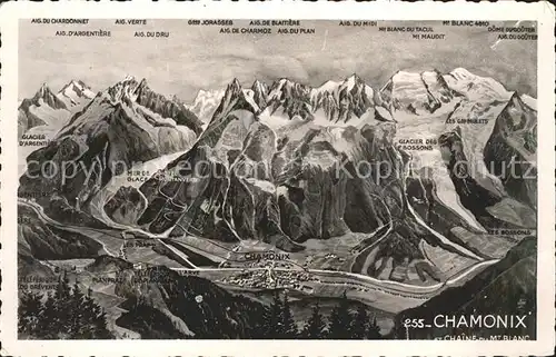Chamonix Chaine du Mont Blanc Gebirgspanorama Kat. Chamonix Mont Blanc