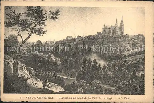 Chartres Eure et Loir La vieille ville vers 1835 Kat. Chartres