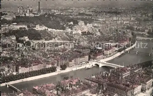 Lyon France La Saone et colline de Fourviere vue aerienne Kat. Lyon