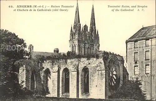 Angers Ruines Toussaint et Clochers de la Cathedrale Kat. Angers