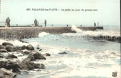 Palavas les Flots Herault Jetee un jour de grosse mer Kat. Palavas les Flots