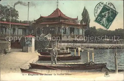 Enghien les Bains Pavillon Chinois Stempel auf AK Kat. Enghien les Bains