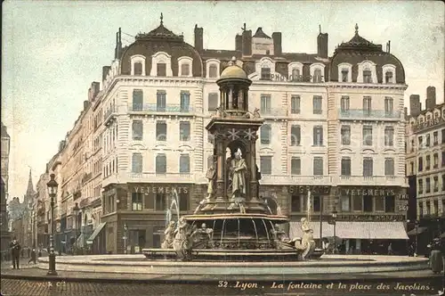 Lyon France Fontaine et Place des Jacobins Kat. Lyon