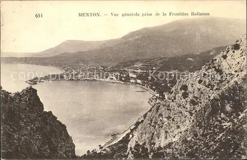 Menton Alpes Maritimes Vue generale prise de la Frontiere Italienne Kat. Menton