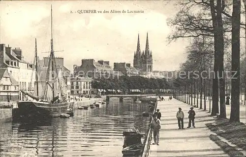 Quimper Allees de Locmaria Bateau Eglise Kat. Quimper