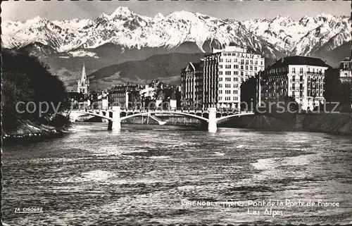 Grenoble Pont de la Porte de France et les Alpes Kat. Grenoble