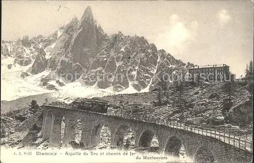 Chamonix Aiguille du Dru et Chemin de fer Pont Kat. Chamonix Mont Blanc