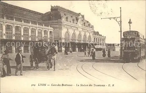 Lyon France Gare de Brotteaux Tram Pferdekutsche Kat. Lyon