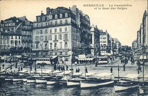 Marseille La Cannebiere et Quai des Belges Bateaux Kat. Marseille
