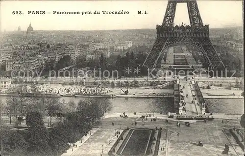 Eiffelturm La Tour Eiffel Panorama pris du Trocadero Kat. Paris