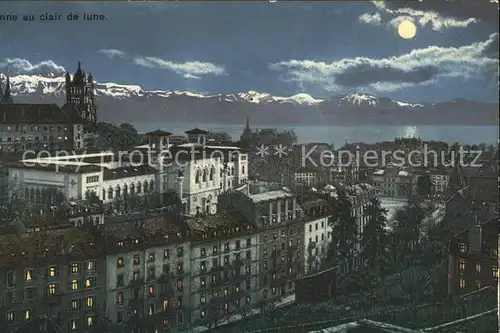 Lausanne VD au clair de lune / Lausanne /Bz. Lausanne City