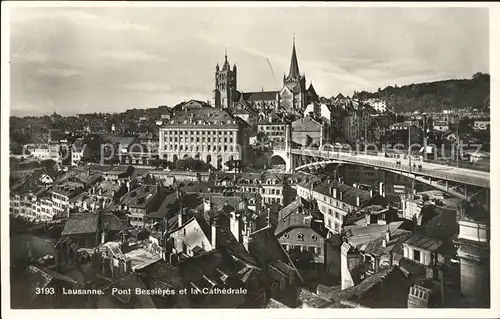 Lausanne VD Pont Bessieres et la Cathedrale / Lausanne /Bz. Lausanne City