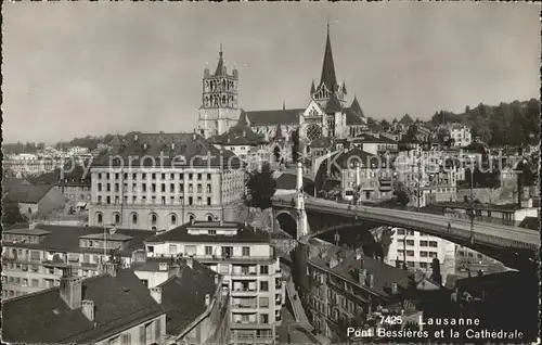 Lausanne VD Pont Bessieres et la Cathedrale / Lausanne /Bz. Lausanne City