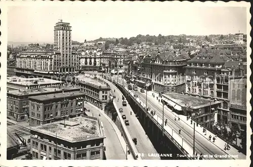 Lausanne VD Tour Bel Air et le Grand Pont / Lausanne /Bz. Lausanne City