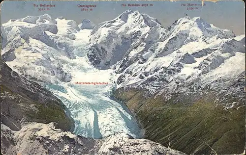 Morteratschgletscher mit Piz Bellavista Bernina und Morteratsch Kat. Morteratsch