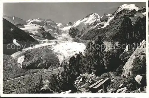 Morteratschgletscher mit Piz Palue Bellavista und Piz Bernina Kat. Morteratsch