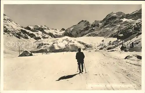 Morteratschgletscher Skiwanderer Alpenpanorama Kat. Morteratsch