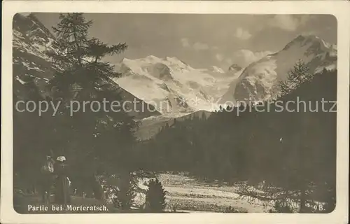 Morteratsch Panorama Bergwanderer Kat. Morteratsch