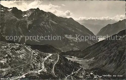 Bernina Alp Gruem Panorama Kat. Bernina