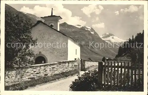 Fextal Fex Kirchlein mit Tremoggia Kat. Sils Maria