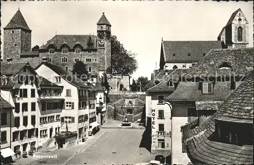 Rapperswil SG Ortsansicht mit Kirche und Schloss Kat. Rapperswil SG